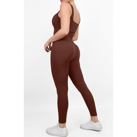 Popilush The Shapewear Jumpsuit Seamless Square Neck One Piece Brown Size Large - Picture 2 of 6